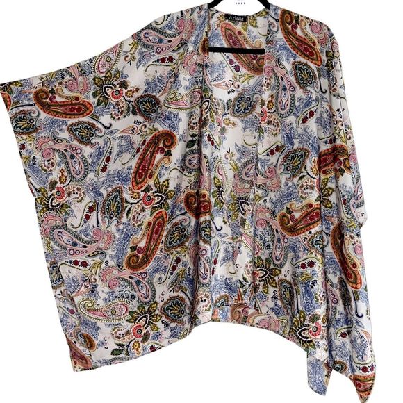 Ariella Boho Kimono Cover Up Oversized Top Longline Paisley Multicolor Open - Picture 1 of 7